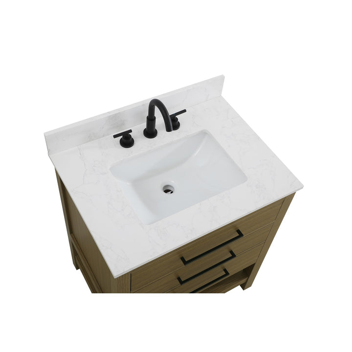 30 Inch Single Bathroom Vanity In Chestnut Brown With Backsplash - View 5 - Joshua Marshal
