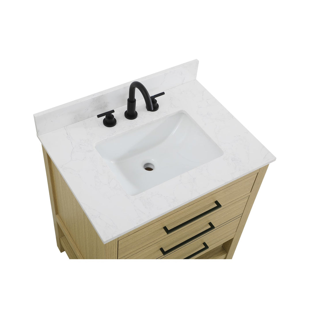 30 Inch Single Bathroom Vanity In Honey Brown With Backsplash - View 5 - Joshua Marshal