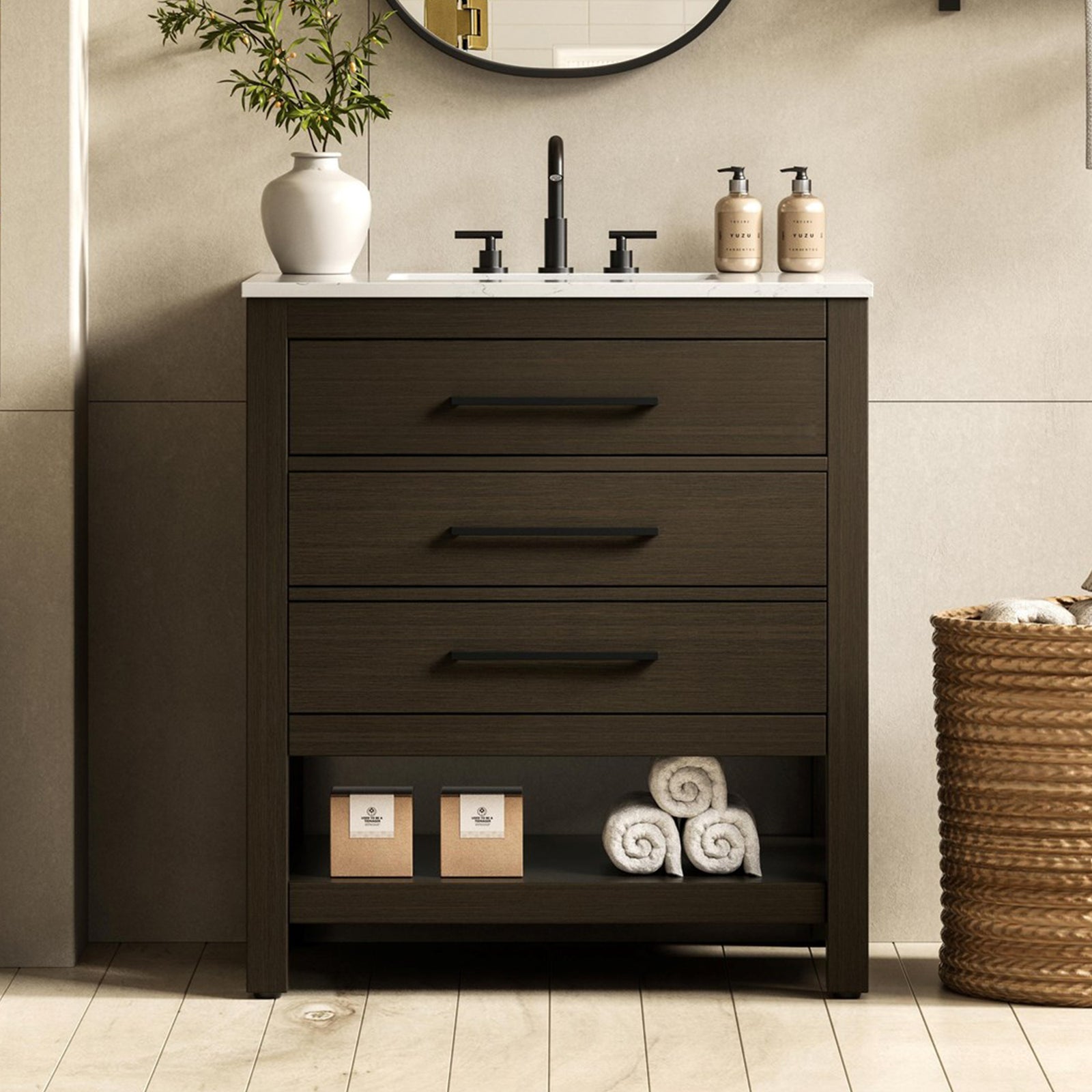 30 Inch Single Bathroom Vanity In Mocha Brown Mocha Brown Finish - KITCHEN & BATH by Joshua Marshal