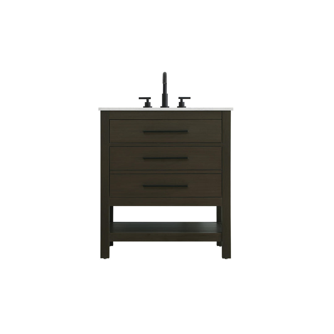 30 Inch Single Bathroom Vanity In Mocha Brown - View 3 - Joshua Marshal