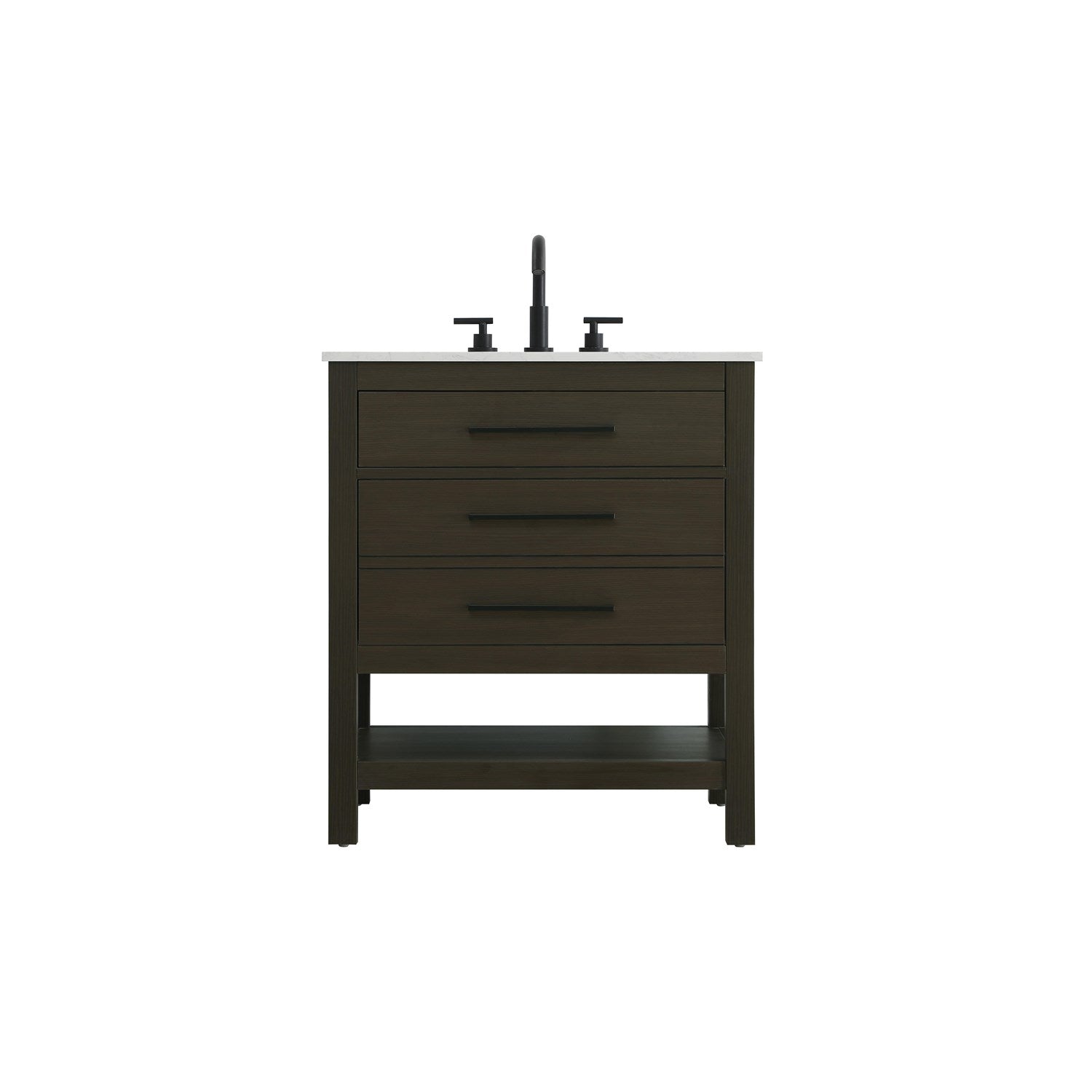 30 Inch Single Bathroom Vanity In Mocha Brown - View 3 - Joshua Marshal