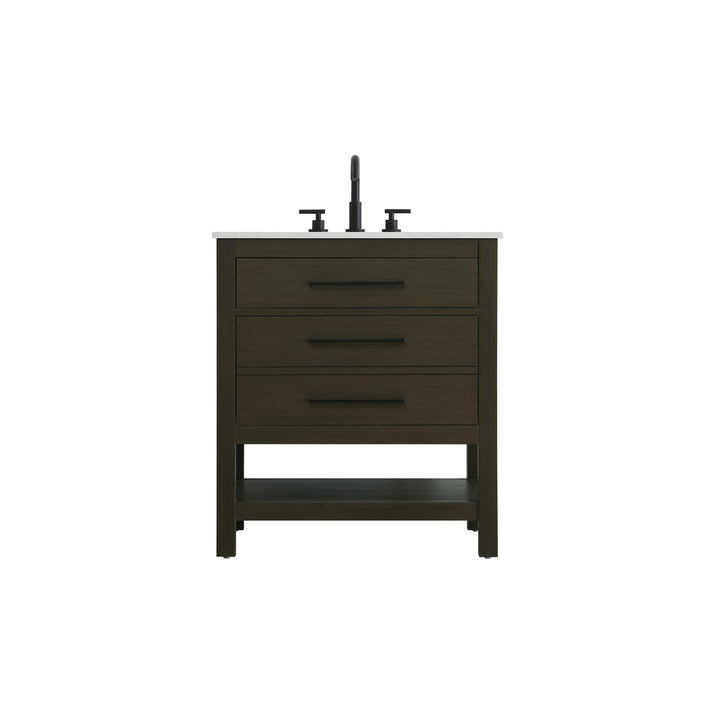 30 Inch Single Bathroom Vanity In Mocha Brown - View 3 - Joshua Marshal