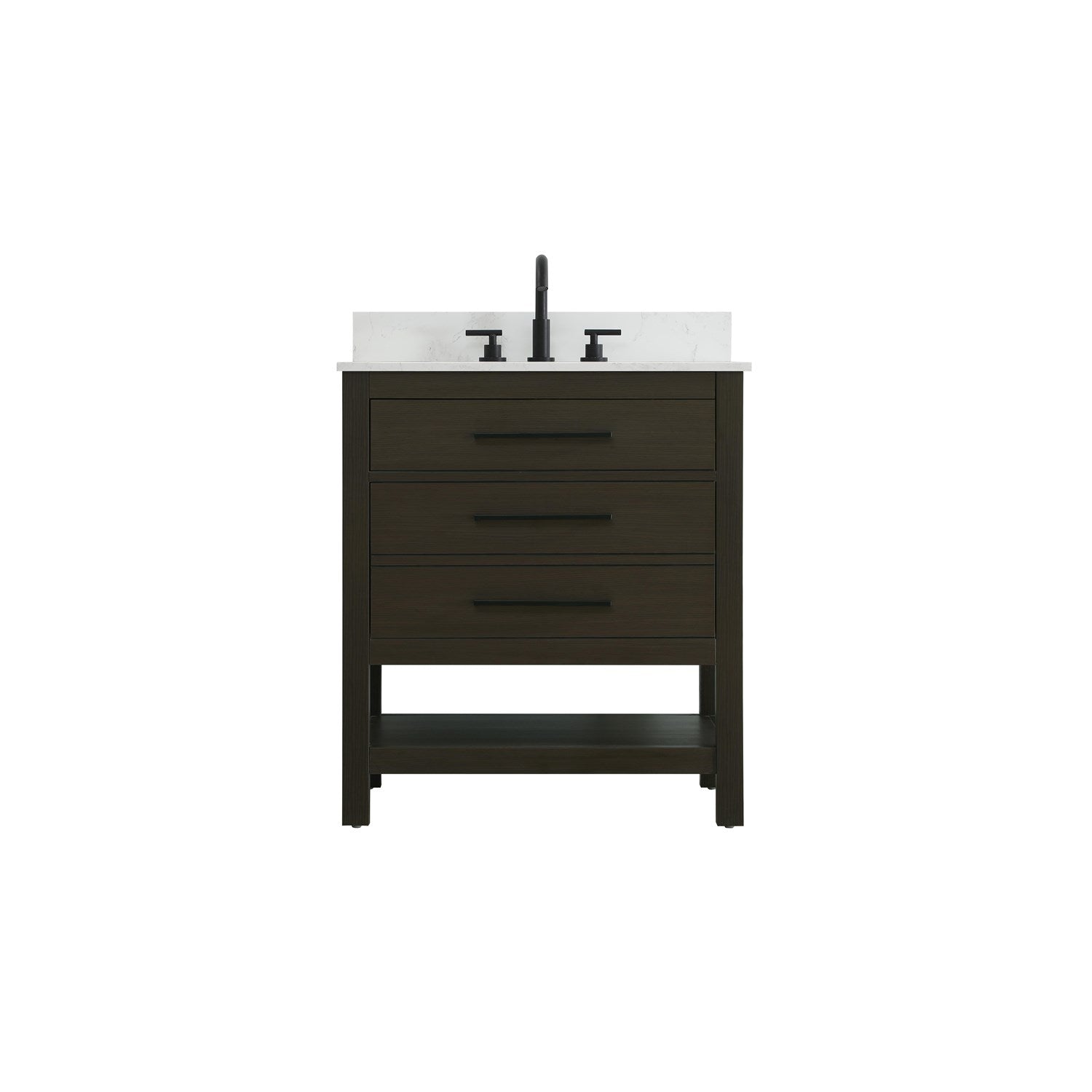 30 Inch Single Bathroom Vanity In Mocha Brown With Backsplash - View 3 - Joshua Marshal