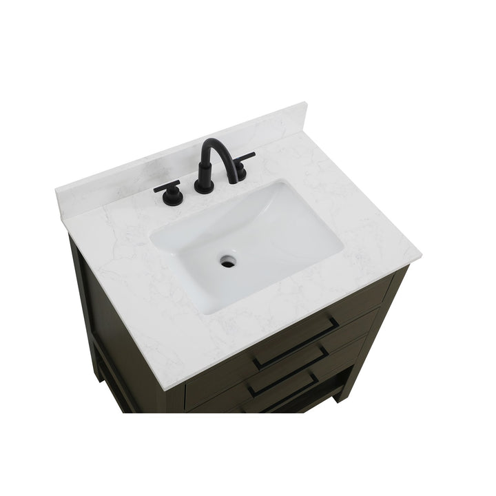 30 Inch Single Bathroom Vanity In Mocha Brown With Backsplash - View 5 - Joshua Marshal