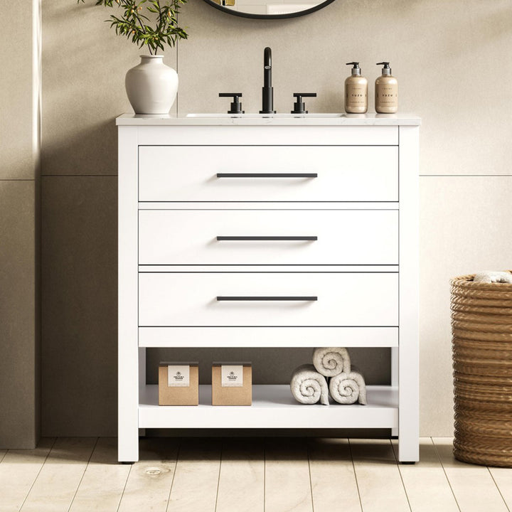 30 Inch Single Bathroom Vanity In White White Finish - KITCHEN & BATH by Joshua Marshal
