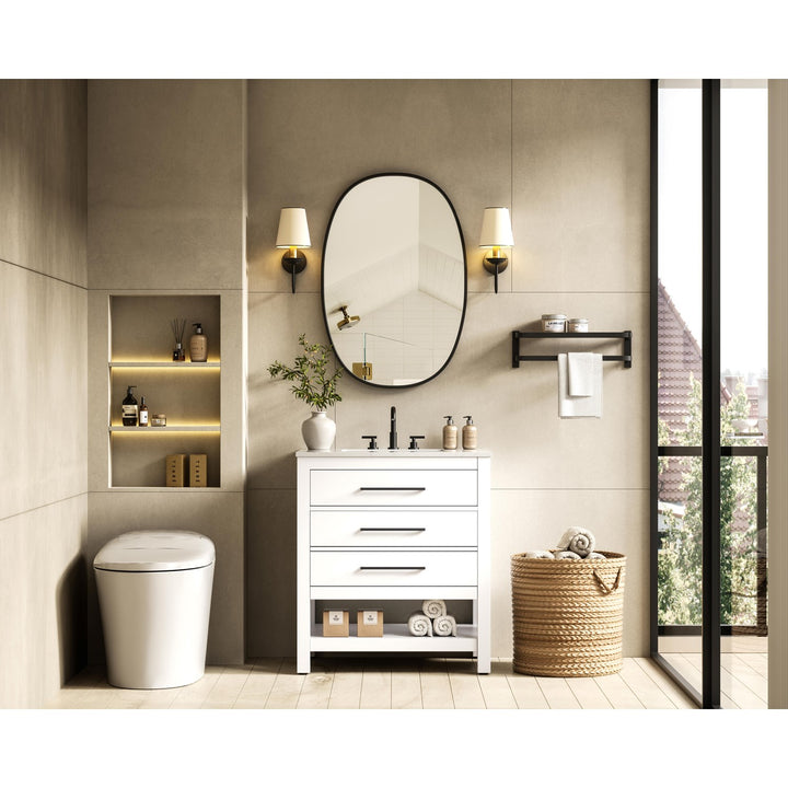 30 Inch Single Bathroom Vanity In White - View 2 - Joshua Marshal
