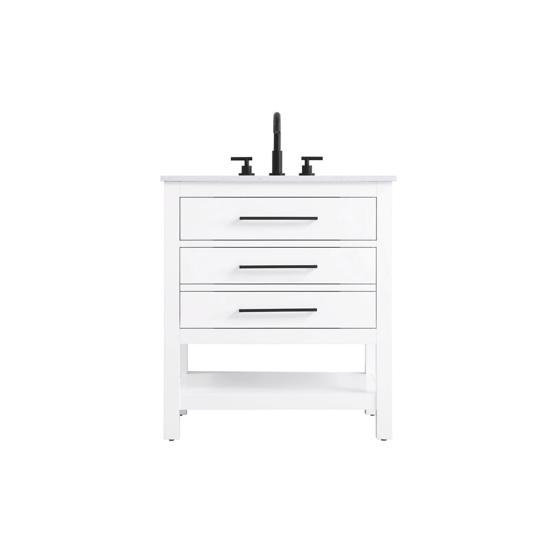 30 Inch Single Bathroom Vanity In White - View 3 - Joshua Marshal