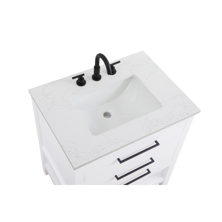 30 Inch Single Bathroom Vanity In White - View 4 - Joshua Marshal