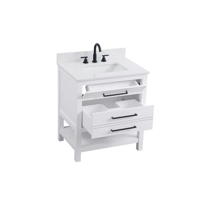 30 Inch Single Bathroom Vanity In White - View 5 - Joshua Marshal