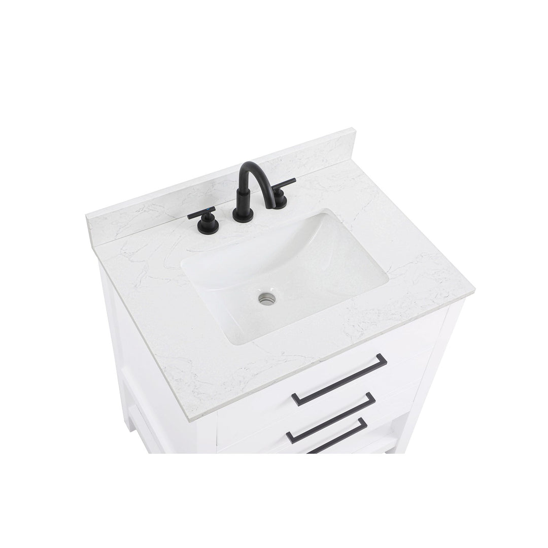 30 Inch Single Bathroom Vanity In White With Backsplash - View 5 - Joshua Marshal