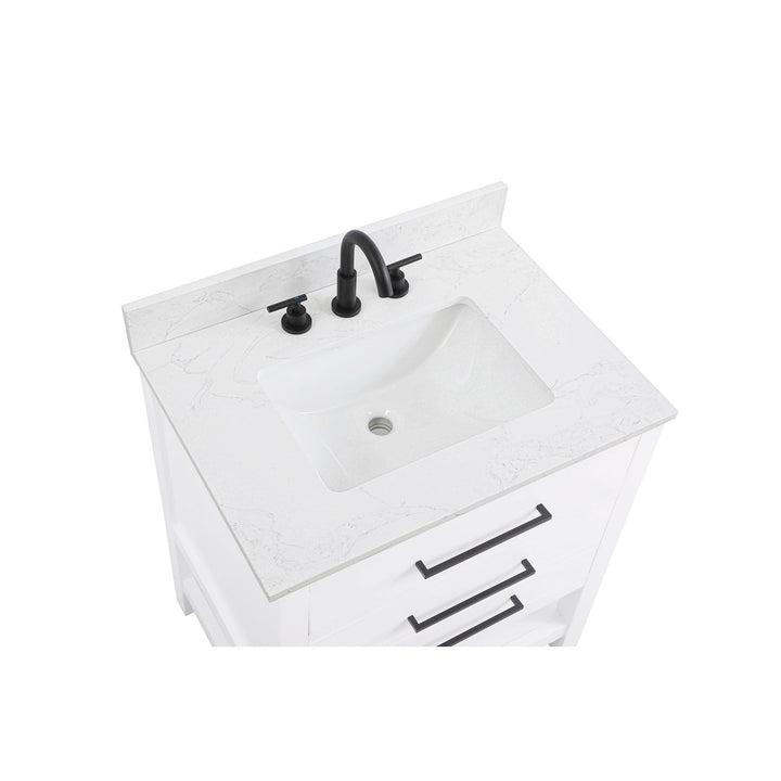 30 Inch Single Bathroom Vanity In White With Backsplash - View 5 - Joshua Marshal
