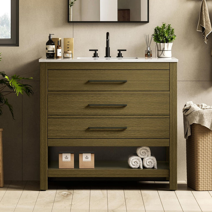 36 Inch Single Bathroom Vanity In Chestnut Brown Chestnut Brown Finish - KITCHEN & BATH by Joshua Marshal