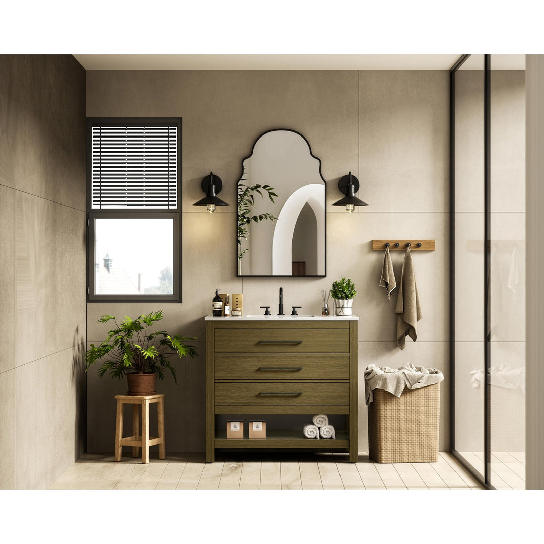 36 Inch Single Bathroom Vanity In Chestnut Brown - View 2 - Joshua Marshal