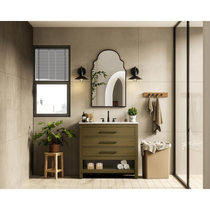 36 Inch Single Bathroom Vanity In Chestnut Brown - View 2 - Joshua Marshal