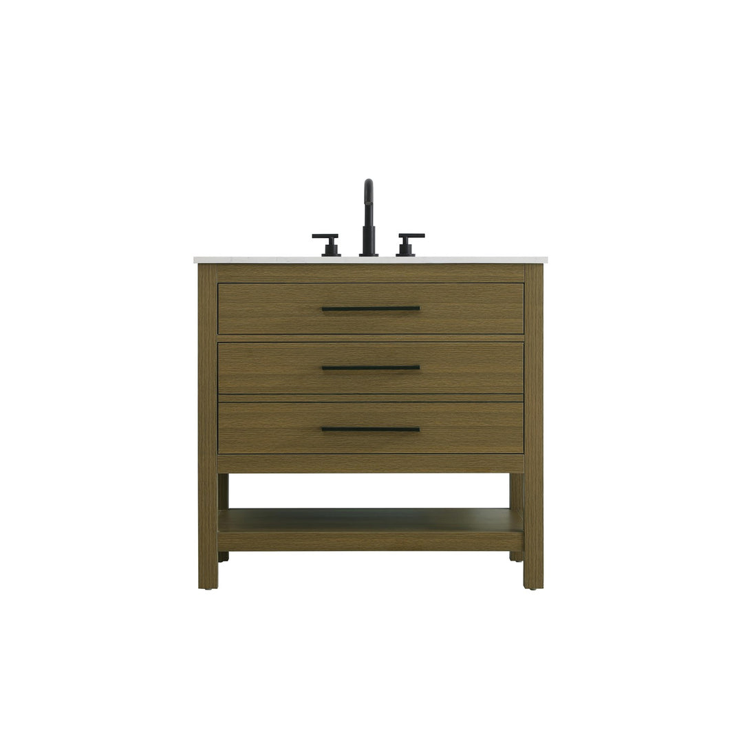 36 Inch Single Bathroom Vanity In Chestnut Brown - View 3 - Joshua Marshal