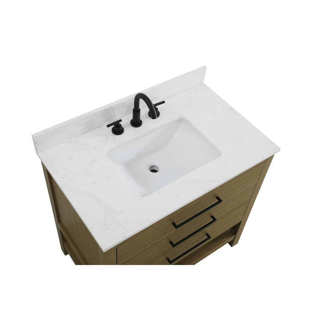 36 Inch Single Bathroom Vanity In Chestnut Brown With Backsplash - View 6 - Joshua Marshal