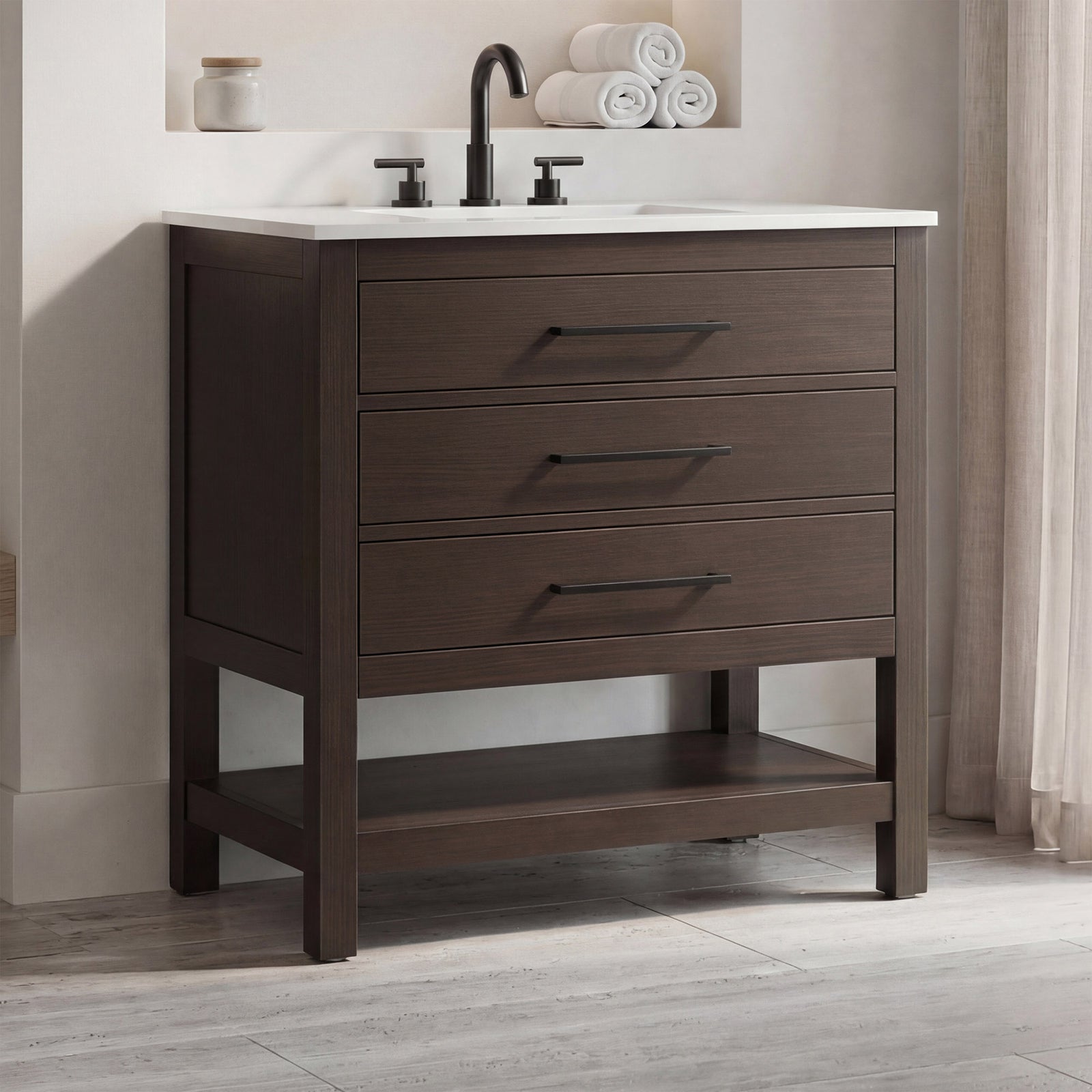 36 Inch Single Bathroom Vanity In Mocha Brown Mocha Brown Finish - KITCHEN & BATH by Joshua Marshal