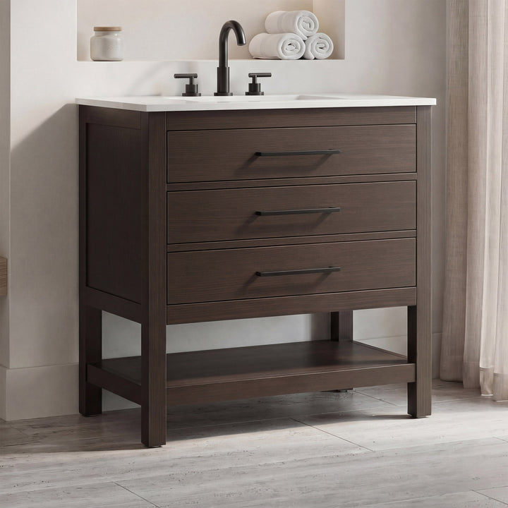 36 Inch Single Bathroom Vanity In Mocha Brown Mocha Brown Finish - KITCHEN & BATH by Joshua Marshal