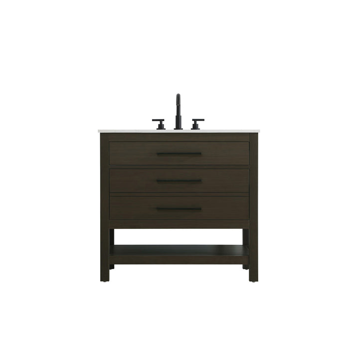 36 Inch Single Bathroom Vanity In Mocha Brown - View 3 - Joshua Marshal