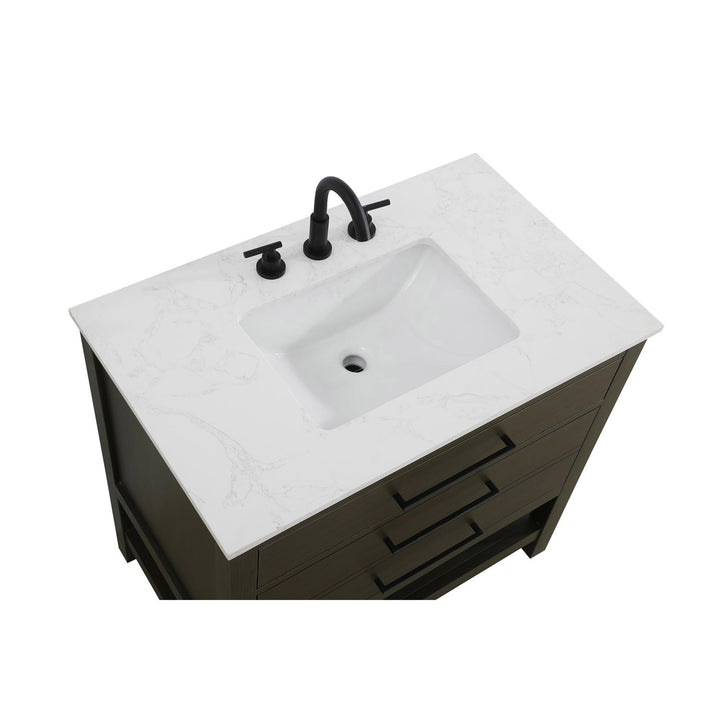 36 Inch Single Bathroom Vanity In Mocha Brown - View 6 - Joshua Marshal