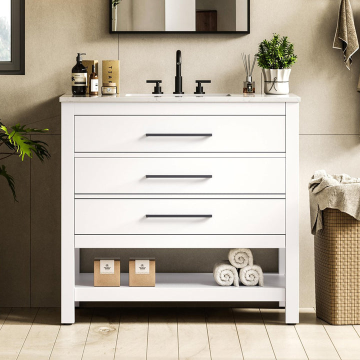 36 Inch Single Bathroom Vanity In White White Finish - KITCHEN & BATH by Joshua Marshal