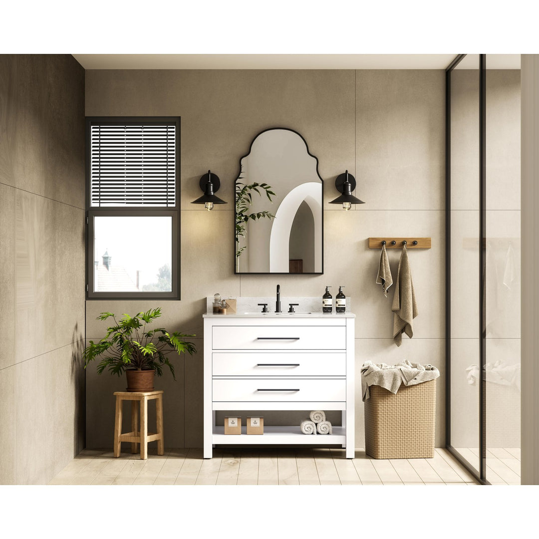 36 Inch Single Bathroom Vanity In White - View 2 - Joshua Marshal