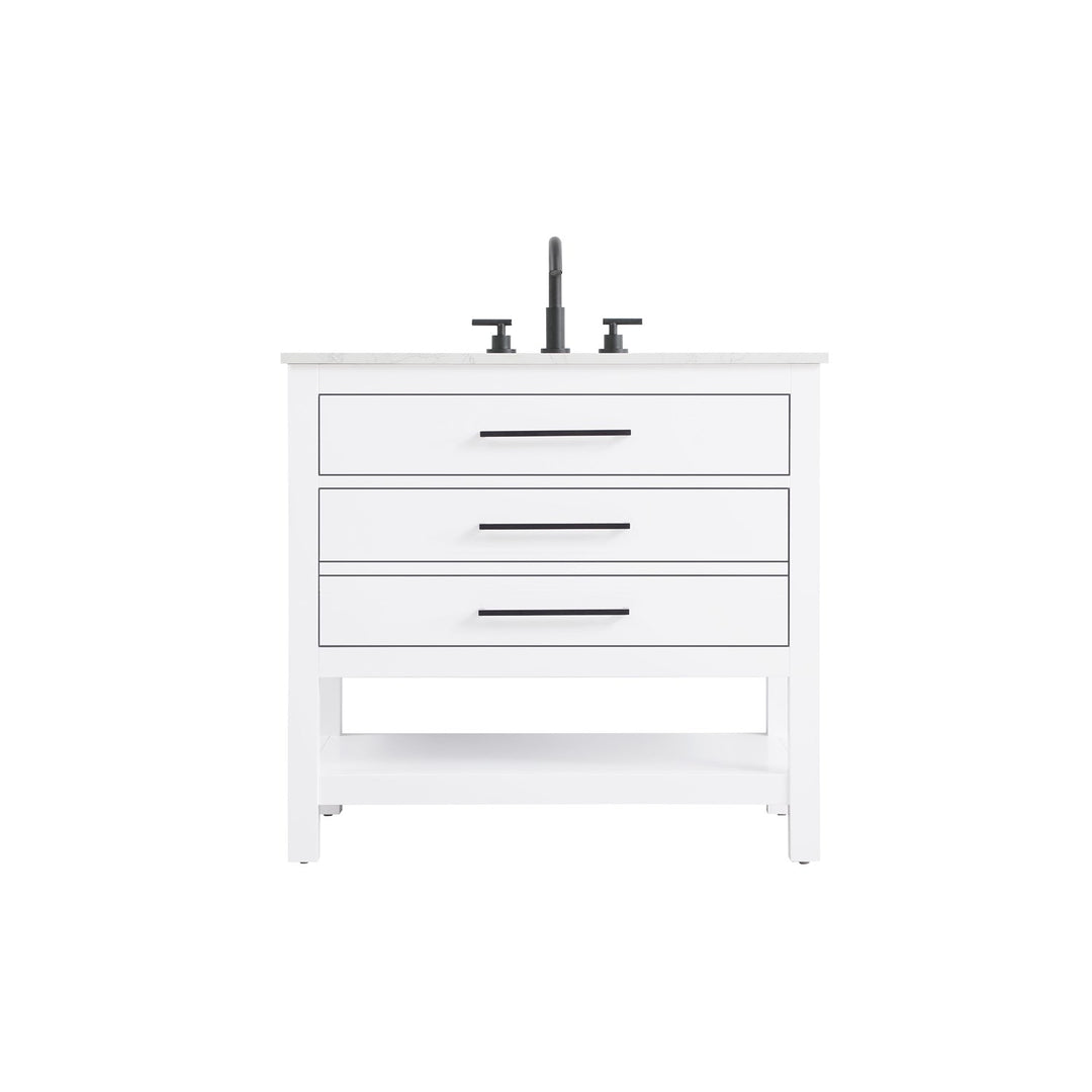36 Inch Single Bathroom Vanity In White - View 3 - Joshua Marshal