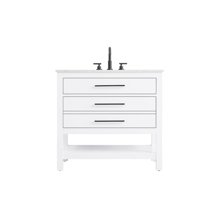 36 Inch Single Bathroom Vanity In White - View 3 - Joshua Marshal