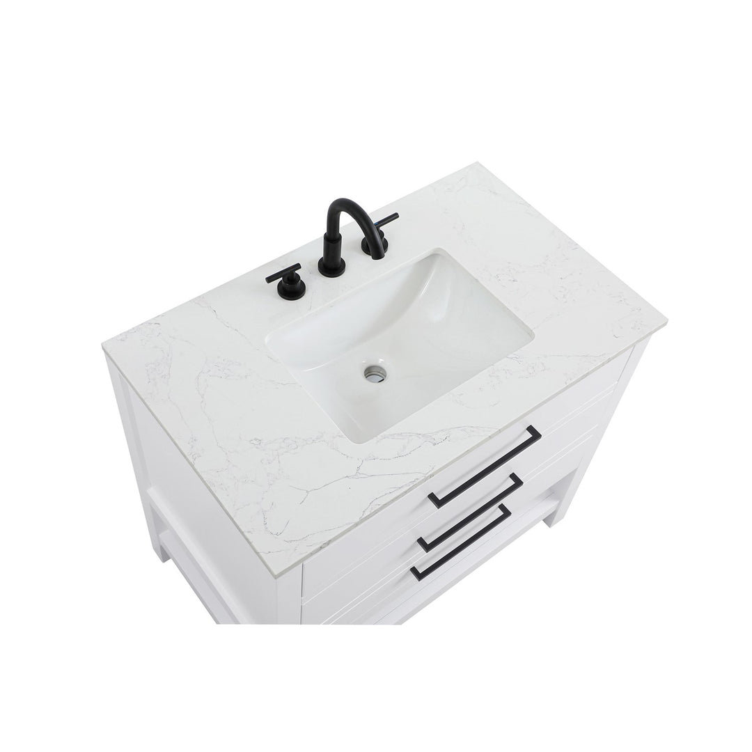 36 Inch Single Bathroom Vanity In White - View 5 - Joshua Marshal