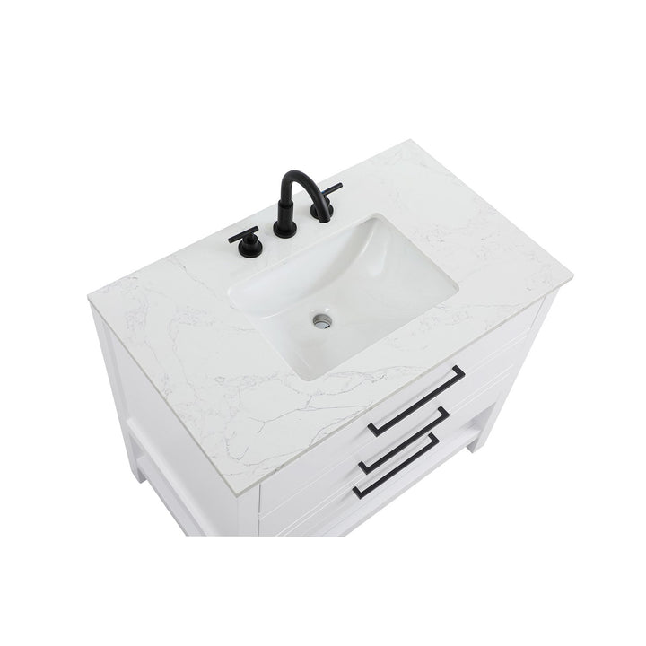 36 Inch Single Bathroom Vanity In White - View 5 - Joshua Marshal