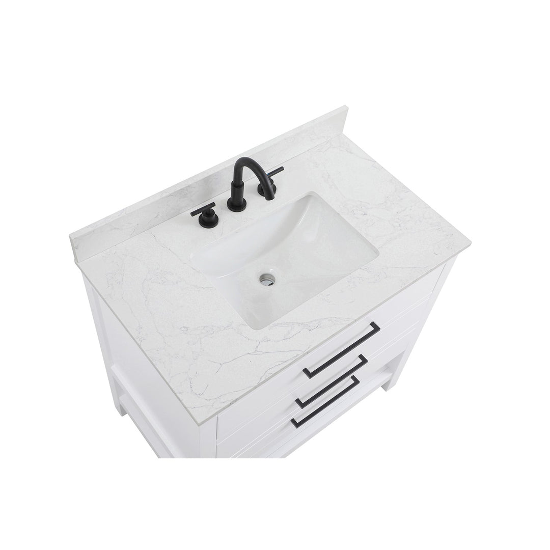 36 Inch Single Bathroom Vanity In White With Backsplash - View 5 - Joshua Marshal