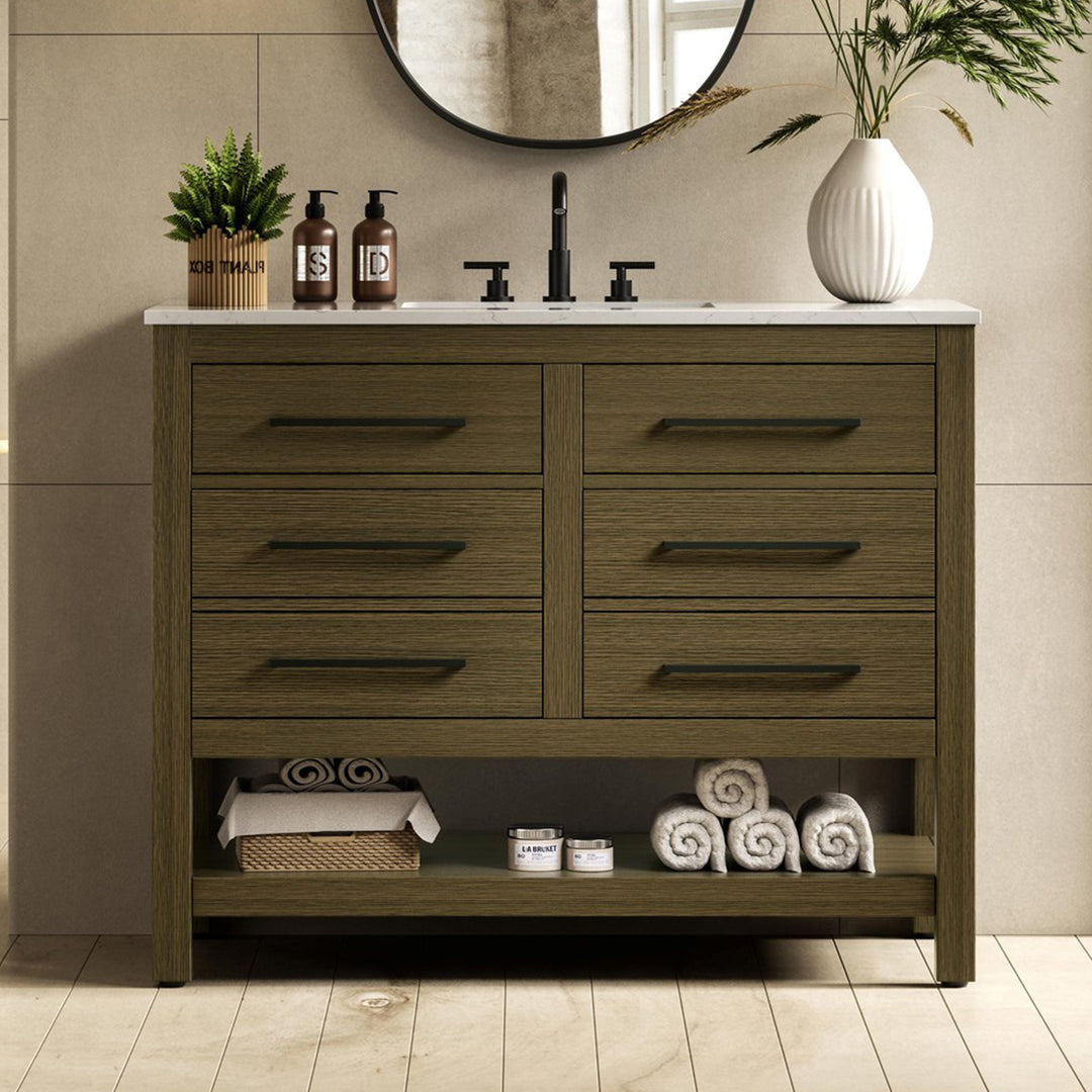 42 Inch Single Bathroom Vanity In Chestnut Brown Chestnut Brown Finish - KITCHEN & BATH by Joshua Marshal