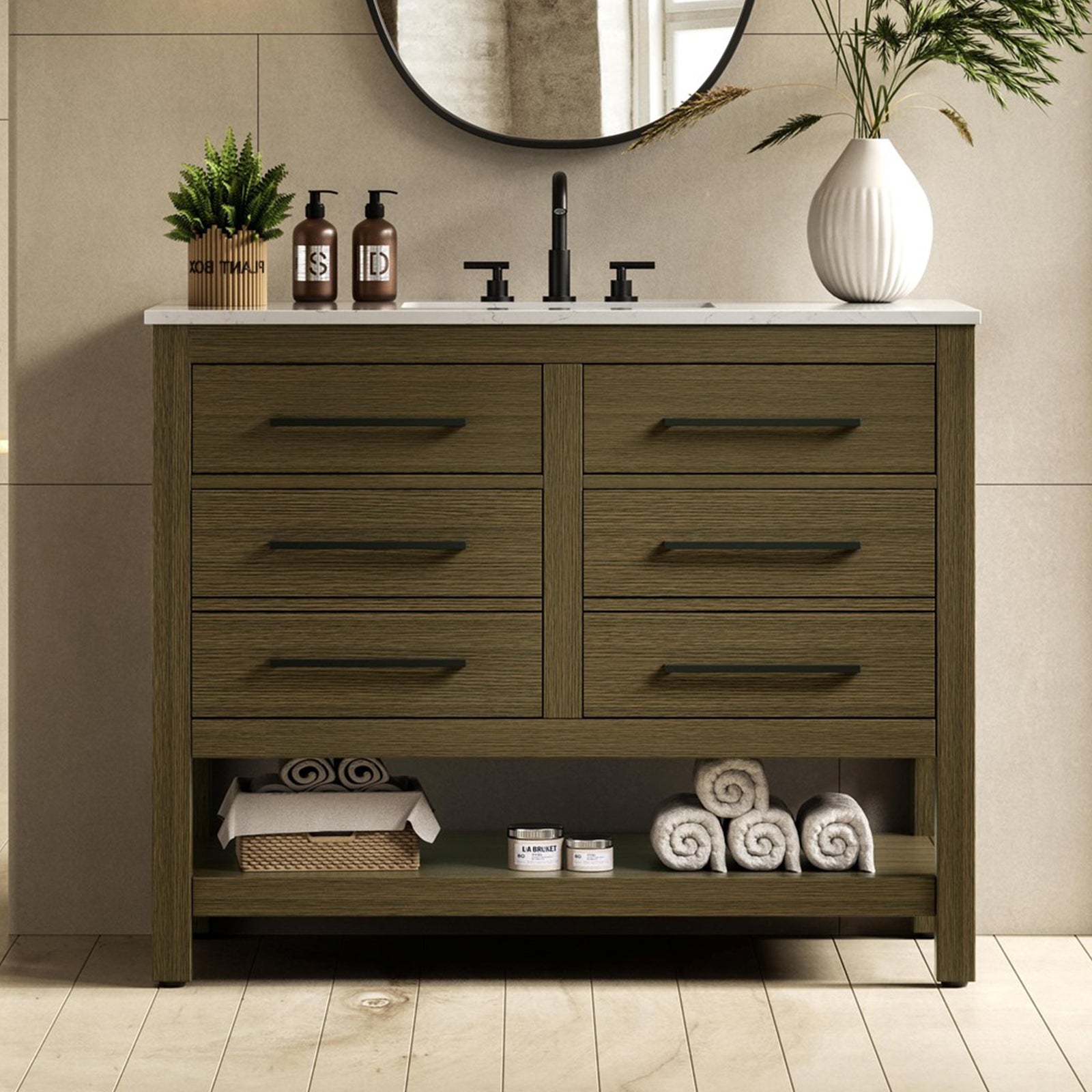 42 Inch Single Bathroom Vanity In Chestnut Brown Chestnut Brown Finish - KITCHEN & BATH by Joshua Marshal