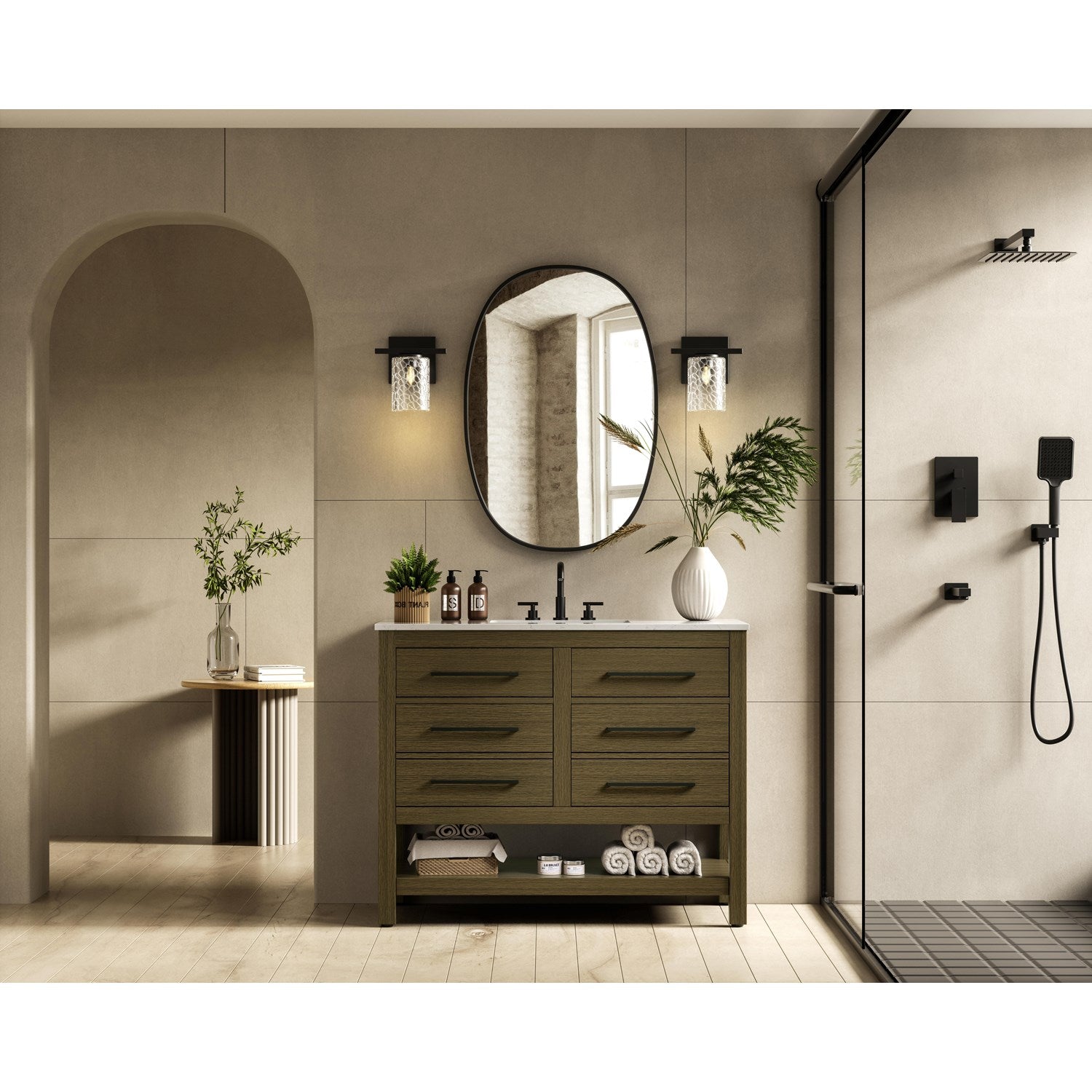 42 Inch Single Bathroom Vanity In Chestnut Brown - View 2 - Joshua Marshal