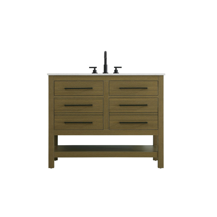 42 Inch Single Bathroom Vanity In Chestnut Brown - View 3 - Joshua Marshal