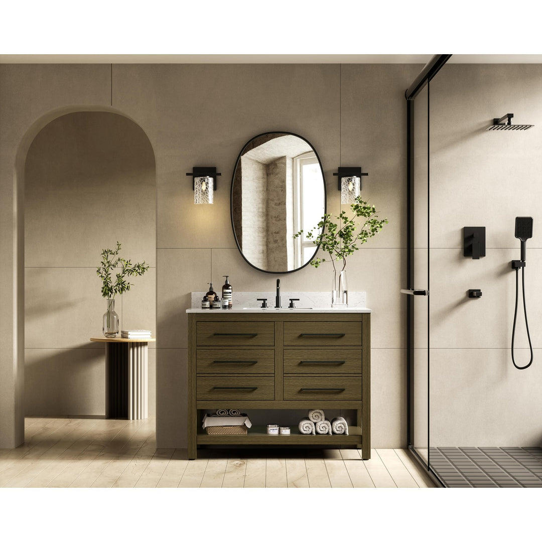 42 Inch Single Bathroom Vanity In Chestnut Brown With Backsplash - View 2 - Joshua Marshal