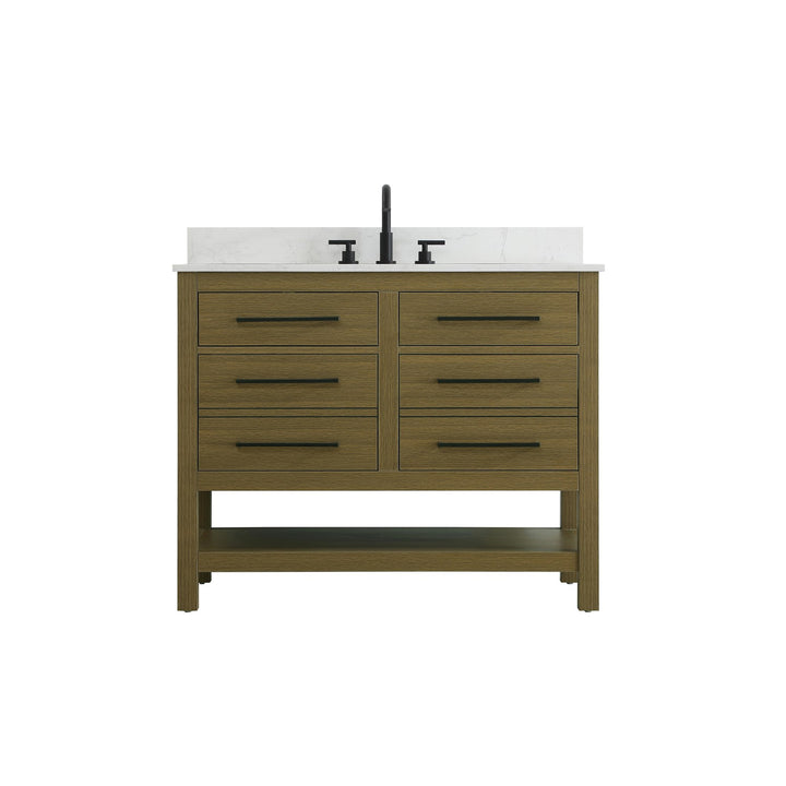 42 Inch Single Bathroom Vanity In Chestnut Brown With Backsplash - View 3 - Joshua Marshal