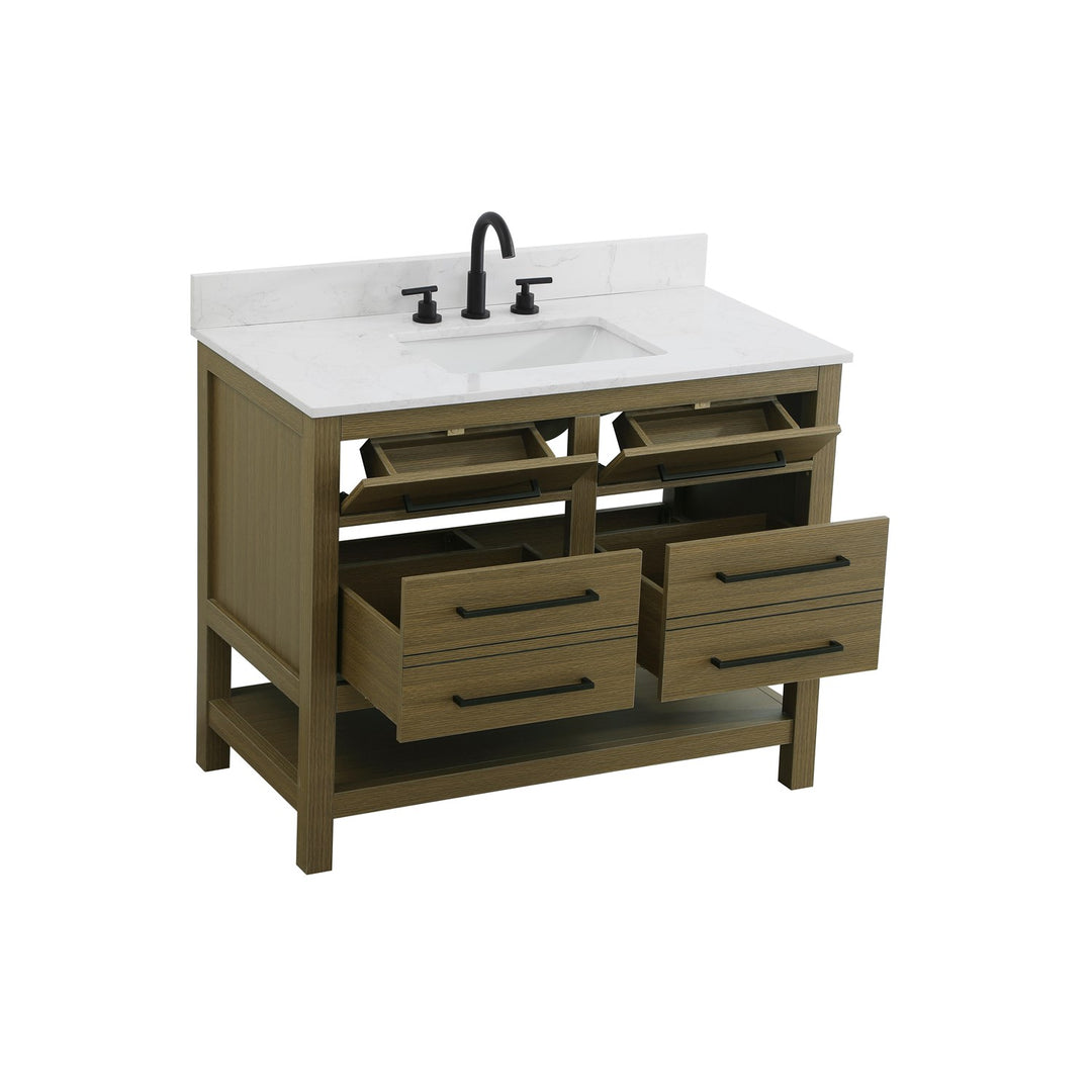 42 Inch Single Bathroom Vanity In Chestnut Brown With Backsplash - View 4 - Joshua Marshal
