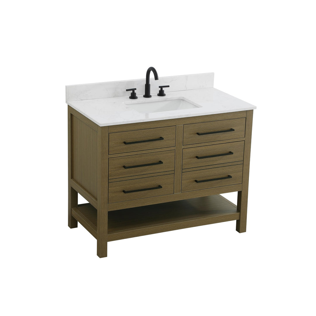 42 Inch Single Bathroom Vanity In Chestnut Brown With Backsplash - View 5 - Joshua Marshal