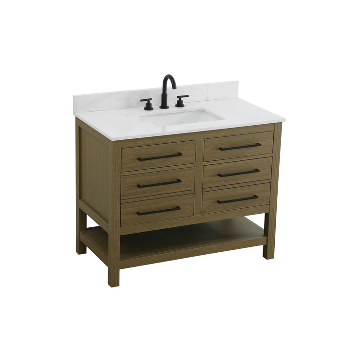42 Inch Single Bathroom Vanity In Chestnut Brown With Backsplash - View 5 - Joshua Marshal