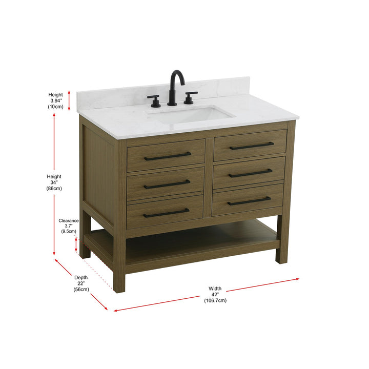 42 Inch Single Bathroom Vanity In Chestnut Brown With Backsplash - View 6 - Joshua Marshal
