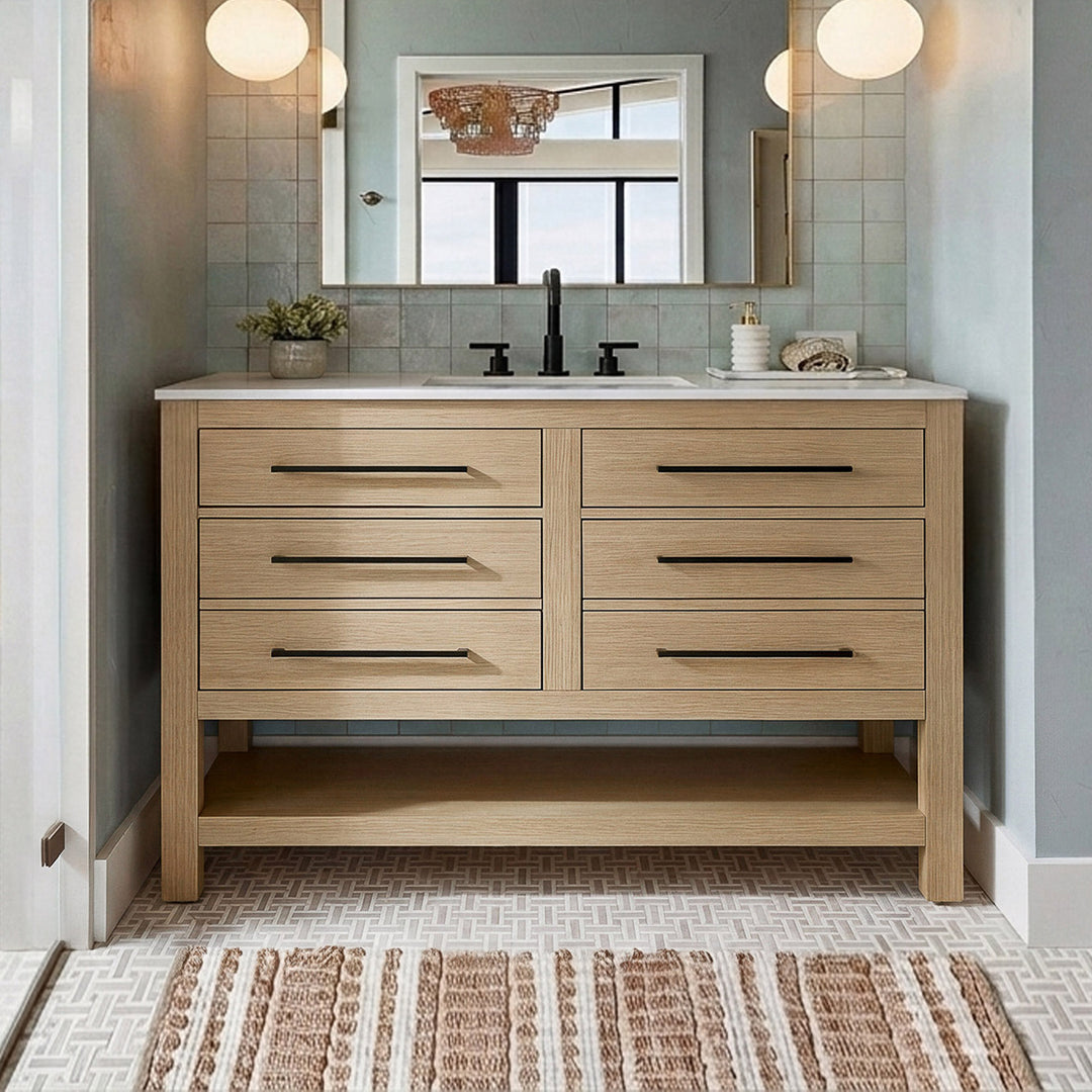 42 Inch Single Bathroom Vanity In Honey Brown Honey Brown Finish - KITCHEN & BATH by Joshua Marshal