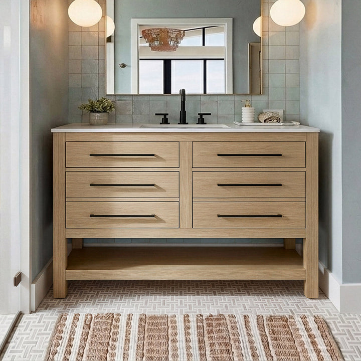 42 Inch Single Bathroom Vanity In Honey Brown Honey Brown Finish - KITCHEN & BATH by Joshua Marshal