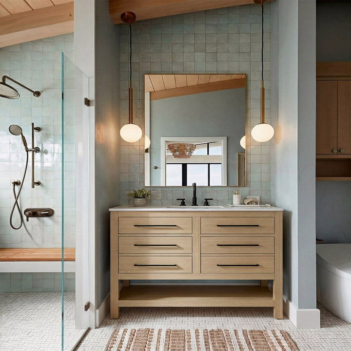 42 Inch Single Bathroom Vanity In Honey Brown - View 2 - Joshua Marshal