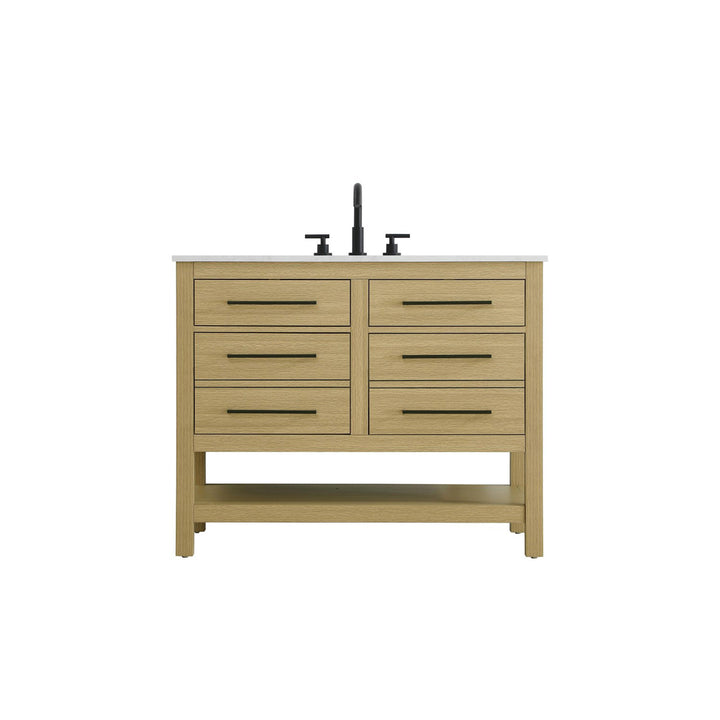 42 Inch Single Bathroom Vanity In Honey Brown - View 3 - Joshua Marshal