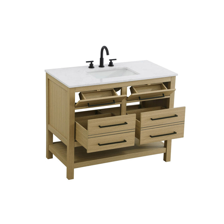 42 Inch Single Bathroom Vanity In Honey Brown - View 4 - Joshua Marshal