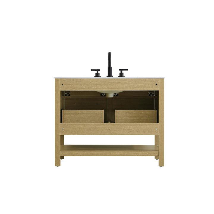 42 Inch Single Bathroom Vanity In Honey Brown - View 6 - Joshua Marshal