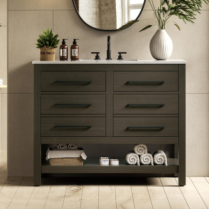 42 Inch Single Bathroom Vanity In Mocha Brown Mocha Brown Finish - KITCHEN & BATH by Joshua Marshal