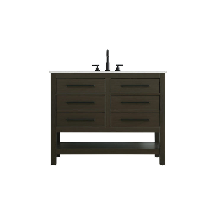 42 Inch Single Bathroom Vanity In Mocha Brown - View 3 - Joshua Marshal