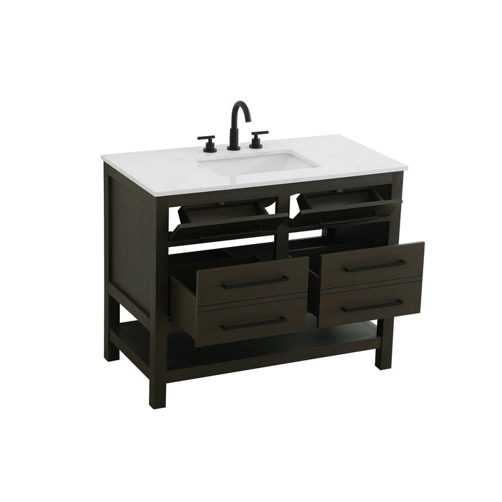 42 Inch Single Bathroom Vanity In Mocha Brown - View 4 - Joshua Marshal